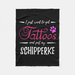 Couverture Polaire Schipperke Amoureux des chiens Tattoo Funny Chien