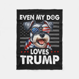 Couverture Polaire Schnauzer même mon chien aime Trump drôle