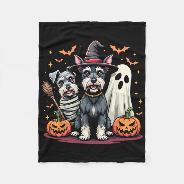 Couverture Polaire Schnauzer miniature Halloween Costume maman sorciè (Devant)