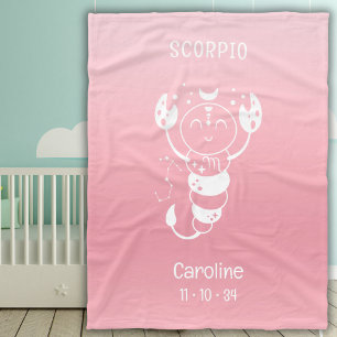 Couverture Polaire Scorpio Zodiac Star Nom Birthdate Pink Baby