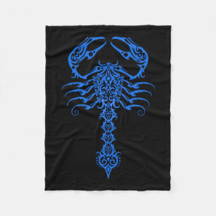 Couverture Polaire Scorpion tribal bleu complexe