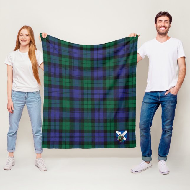 Couverture Polaire Scotch Blackwatch moderne Tartan Plaid (En situation)