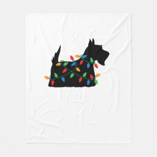 Couverture Polaire Scottish Terrier Scottie Chien Noël Lumières Cadea