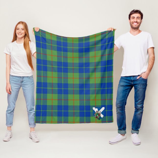 Couverture Polaire Scotts Barclay Chasse Ancien Tartan Plaid (En situation)