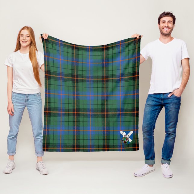 Couverture Polaire Scotts Davidson Ancien Tartan Plaid (En situation)