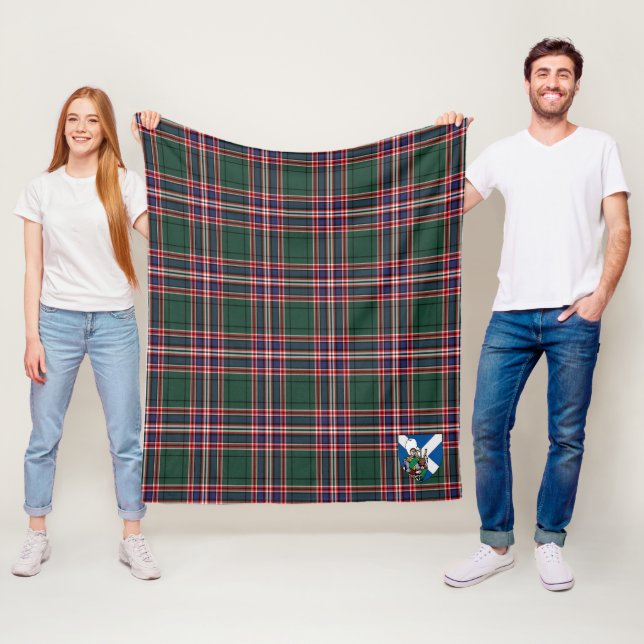 Couverture Polaire Scotts MacFarlane Chasse Ancien Tartan Plaid (En situation)