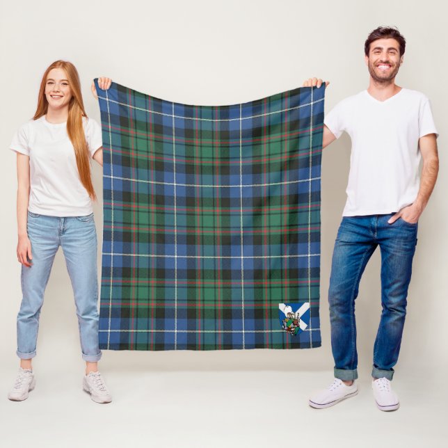 Couverture Polaire Scotts MacRae Chasse Ancien Tartan Plaid (En situation)
