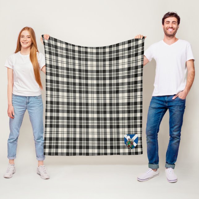 Couverture Polaire Scotts Scott Black - Plaid Tartan blanc (En situation)