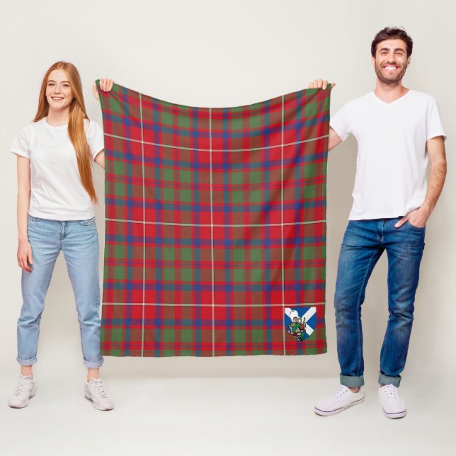 Couverture Polaire Scotts Shaw Rouge moderne Tartan Plaid (En situation)