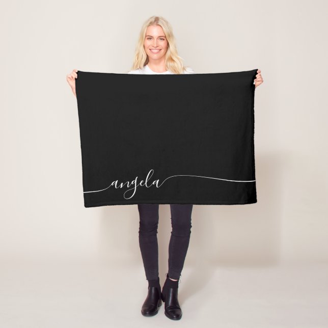Couverture Polaire Script de signature élégant noir et blanc (En situation)