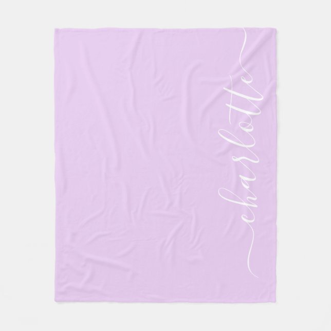 Couverture Polaire Script minimaliste Nom personnalisé dans Lavender (Devant)