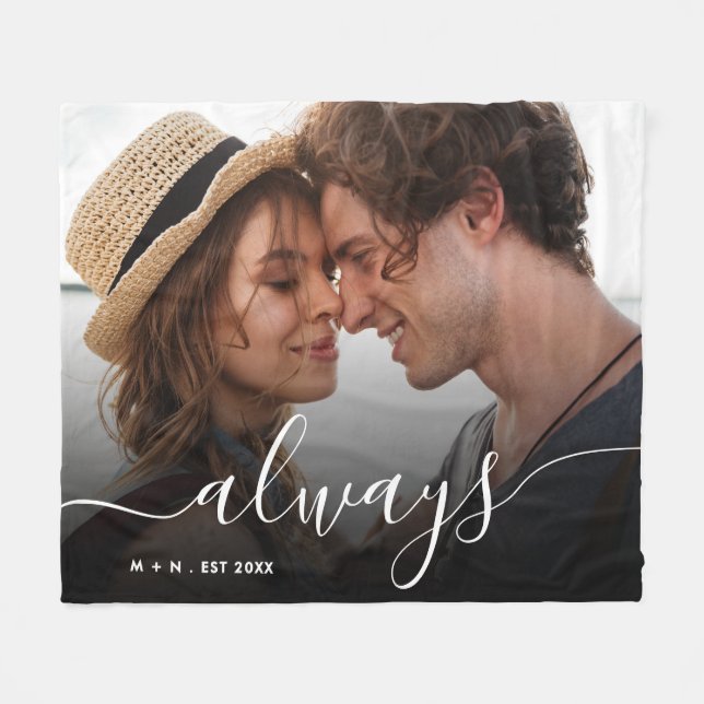 Couverture Polaire Script photo moderne Couple Love Always Family (Devant (Horizontal))