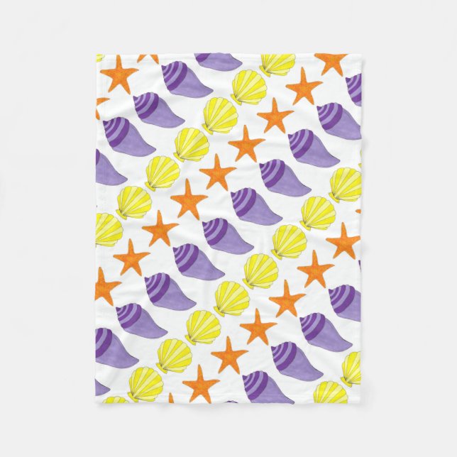 Couverture Polaire Sea Shell Seashell Conch Starfish Beach House (Devant)