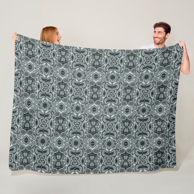 Couverture Polaire Seafoam Turquoise Green Grey Hip Bohemian Bali Art (En situation)