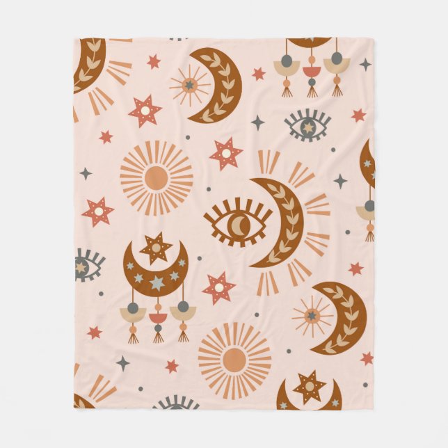 Couverture Polaire seamless pattern with celestial eye, moon, sun (Devant)