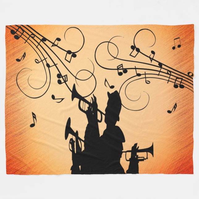 Couverture Polaire Section Trumpet Jazz Musique Orange Rust (Devant (Horizontal))
