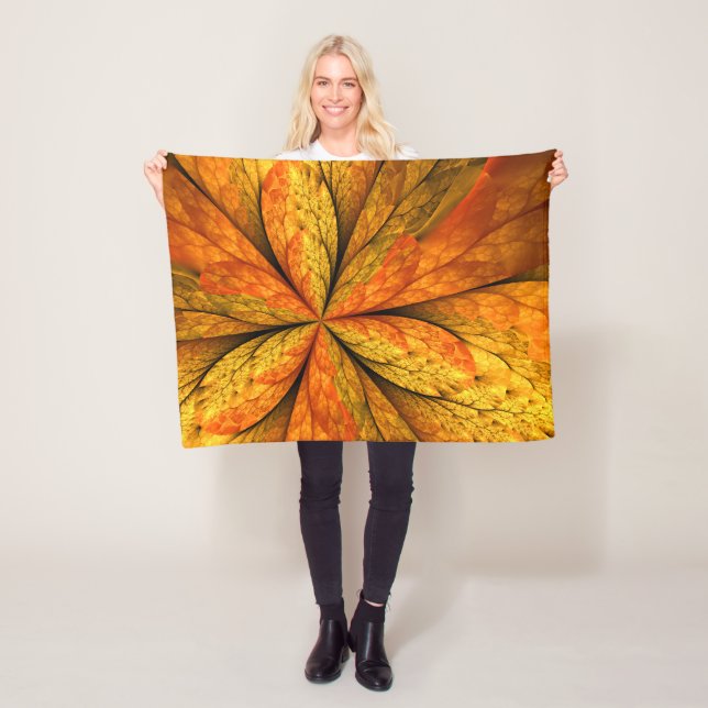 Couverture Polaire Sensation d'automne, Fleur Abstraite fractale mode (En situation)