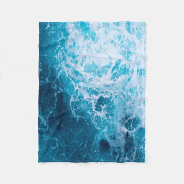 Couverture Polaire Sérénité inspirée de la mer : Vagues océaniques tr (Devant)