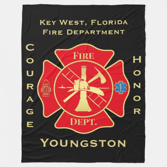 Couverture Polaire Service des incendies Emblem Courage Design d'honn (Devant)