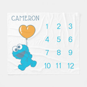 Couverture Polaire Sesame Street Cookie Monster Baby Milestone
