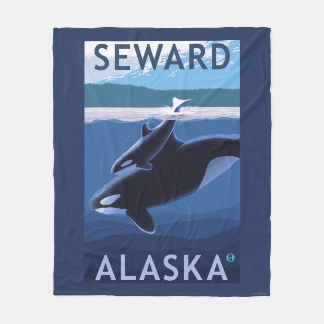 Couverture Polaire Seward, AlaskaOrca et scène de veau (Devant)
