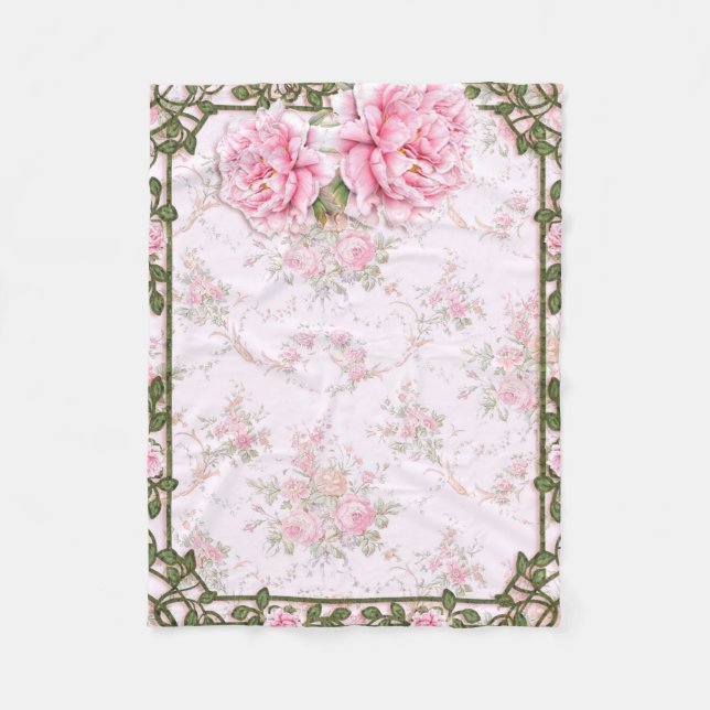 Couverture Polaire Shabby Chic Pretty Peonies (Devant)