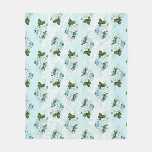 Couverture Polaire Shabby Floral Aqua Series Design 1 (Devant)