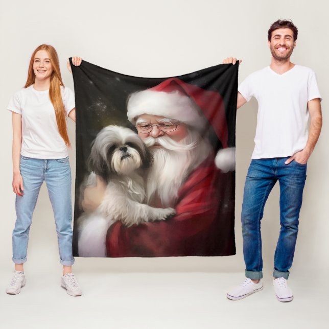 Couverture Polaire Shih Tzu Avec Noël Festif Du Père Noël (En situation)