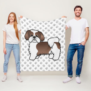Couverture Polaire Shih Tzu marron et blanc de dessin animé mignon