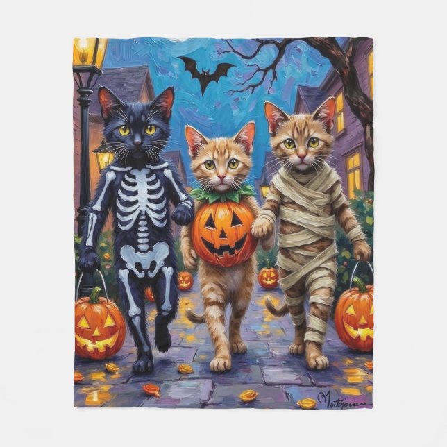 Couverture Polaire Siamese Cats Trick-or-Treating Halloween Costumes (Devant)