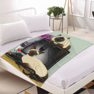 Couverture Polaire Siamese Computer Cats mal