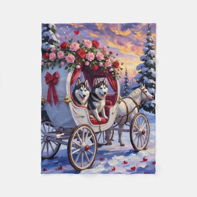 Couverture Polaire Siberian Husky Dog Valentine's Day (Devant)
