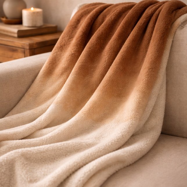 Couverture Polaire Sienna Cocoa Fade Fleece Blanket (Deep sienna and cocoa tones fade into ivory for a warm, grounded look across beds and sofas.)