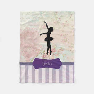 Couverture Polaire Silhouette de ballerine sur un élégant motif vinta