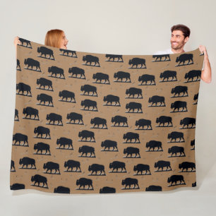 Couverture Polaire Silhouette de bison de Buffalo Motif de prairie