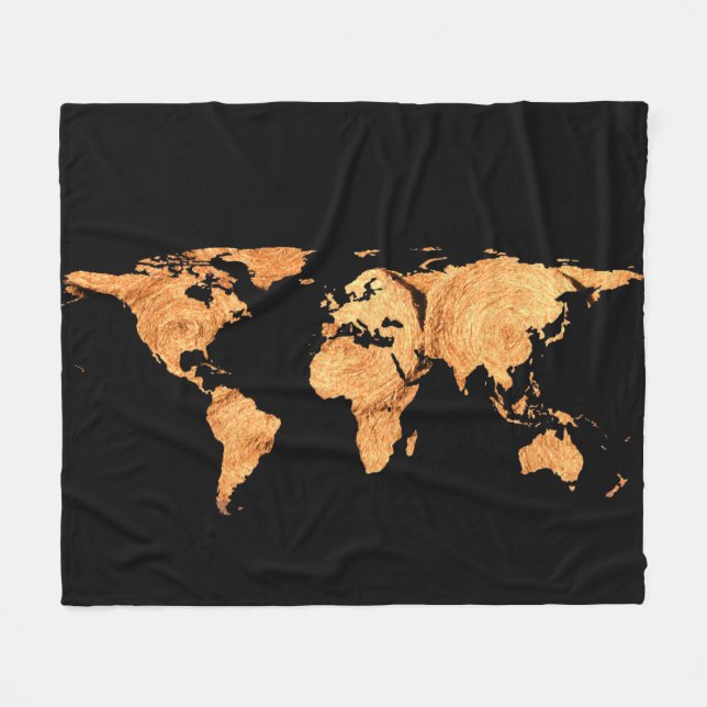Couverture Polaire Silhouette de carte du monde - balles de foin (Devant (Horizontal))