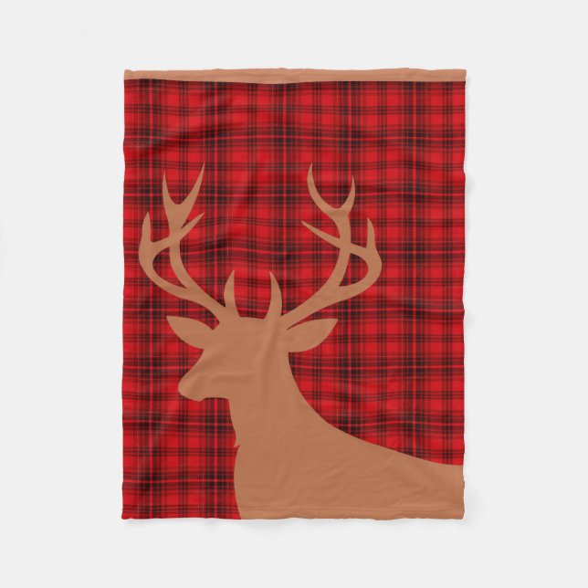 Couverture Polaire Silhouette de cerf | tan rouge (Devant)