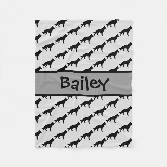 Couverture Polaire Silhouette de chien berger allemand personnalisé (Devant)