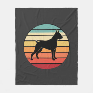 Couverture Polaire Silhouette de chien Boxer au coucher du soleil Vin