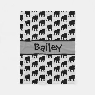 Couverture Polaire Silhouette de chien de chien de taureau personnali