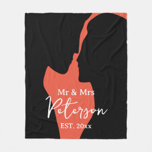 Couverture Polaire Silhouette de couple romantique nom de famille per