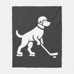 Couverture Polaire Silhouette de joueur de hockey sur chien