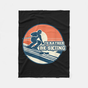 Couverture Polaire Silhouette De Ski vintage Design Avec Sunset Gradi