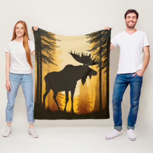 Couverture Polaire Silhouette d'orignal brumeux forêt embrumée à l'au