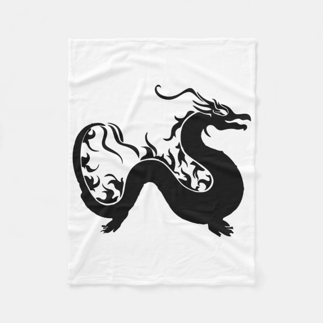 Couverture Polaire Silhouette dragon asiatique (Devant)