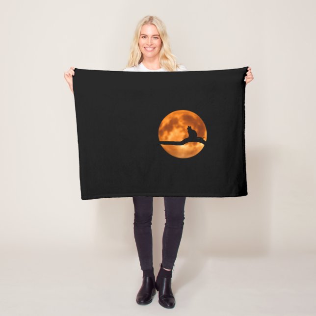 Couverture Polaire Silhouette d'un chat noir dans un arbre (En situation)