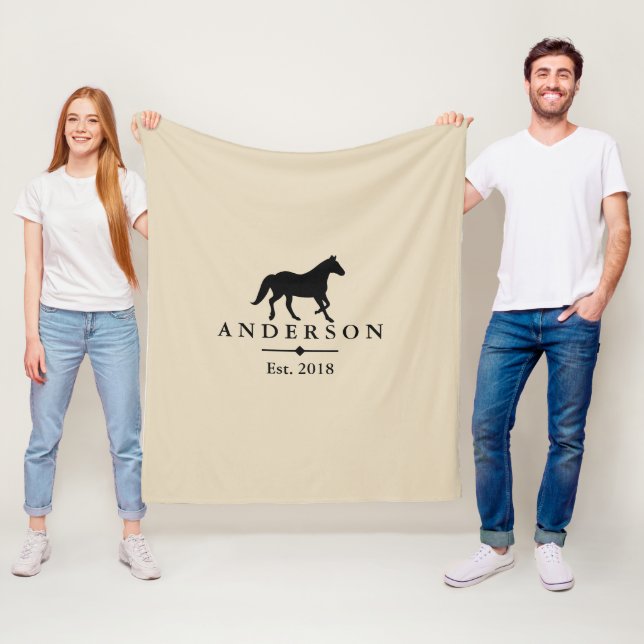 Couverture Polaire Silhouette et Taupe noirs | de cheval personnalisé (En situation)