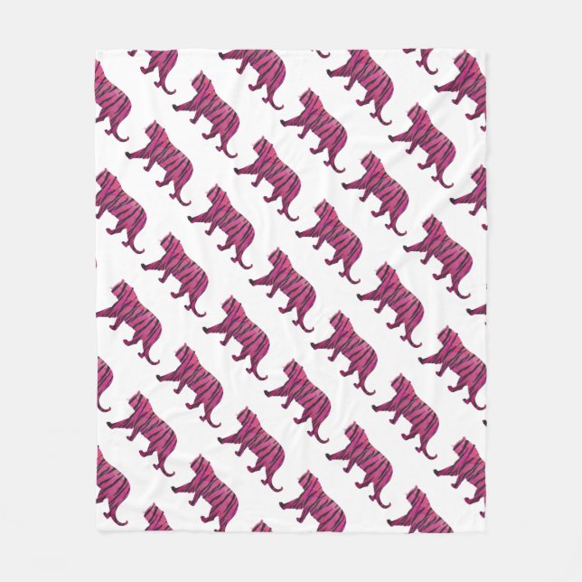 Couverture Polaire Silhouette Pink et Tigre noir (Devant)