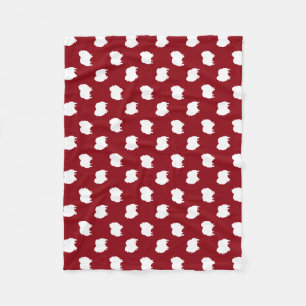 Couverture Polaire Silhouettes de chien Pomeranian motif rouge et bla