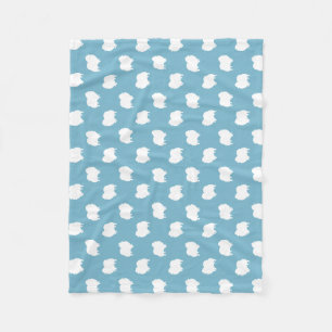 Couverture Polaire Silhouettes de chien Poméranie motif blanc et bleu